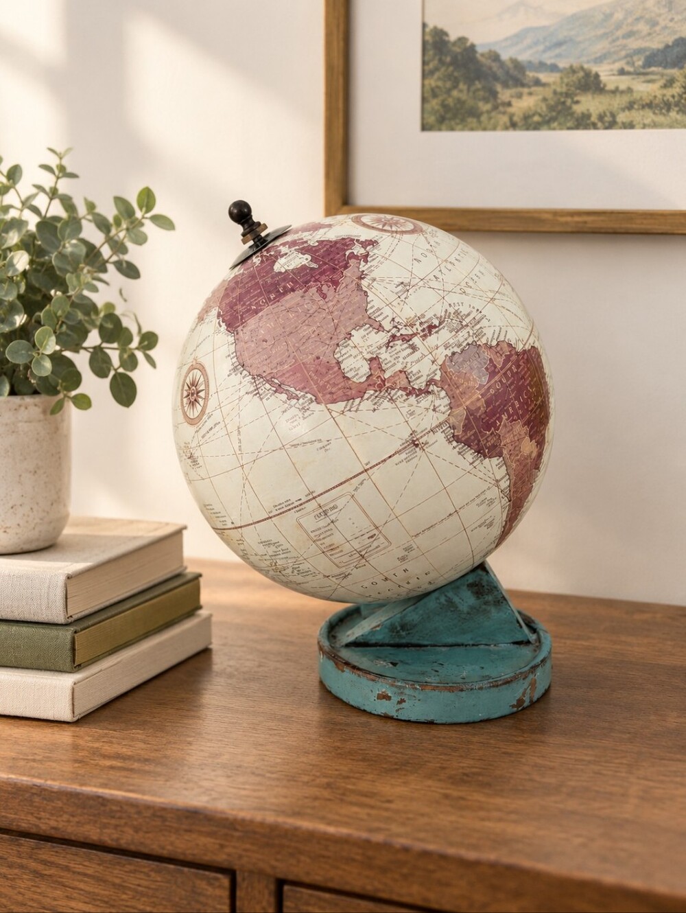 Vintage Style Decorative Spinning Desktop Globe